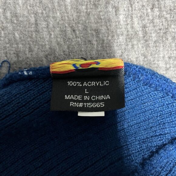 Superman DC Comics Beanie Winter Knit Hat Superhero Adult L Blue White Striped - Picture 4 of 4